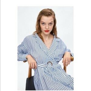 Zara basic striped shirt dress S